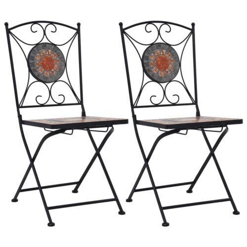 Mosaic Bistro Chairs 2pcs Orange/Grey