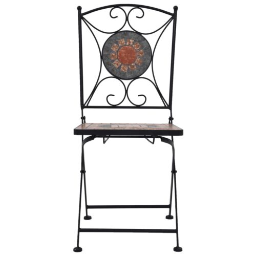 Mosaic Bistro Chairs 2pcs Orange/Grey - Image 3