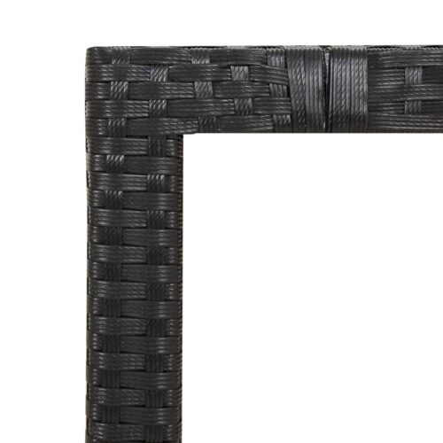 Garden Table with Wooden Top Black Poly Rattan Solid Wood Acacia - Image 5