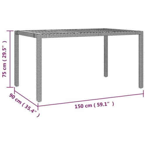 Garden Table with Wooden Top Black Poly Rattan Solid Wood Acacia - Image 6