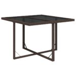 Garden Table Brown 109x107x74cm Poly Rattan Glass