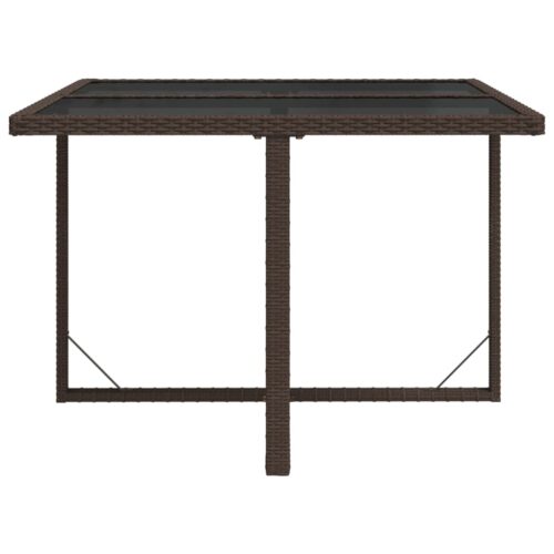 Garden Table Brown 109x107x74cm Poly Rattan Glass - Image 4