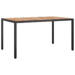Garden Table 150x90x75cm Poly Rattan Acacia Wood Black