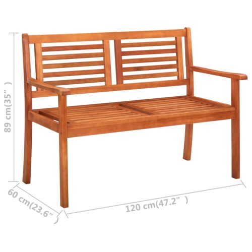 2-Seater Garden Bench 120cm Solid Eucalyptus Wood - Image 6