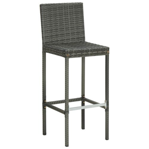 Garden Bar Stools with Cushions 2pcs Grey Poly Rattan - Image 3