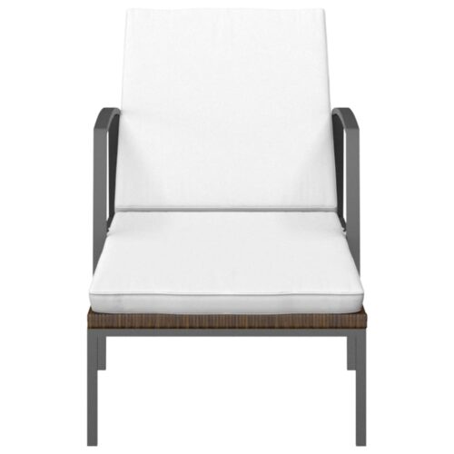 Garden Sun Lounger with Cushion Poly Rattan Brown - Image 3