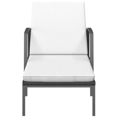 Garden Sun Lounger with Cushion Poly Rattan Black - Image 3