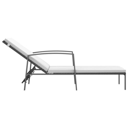 Garden Sun Lounger with Cushion Poly Rattan Black - Image 4