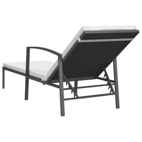 Garden Sun Lounger with Cushion Poly Rattan Black - Image 5
