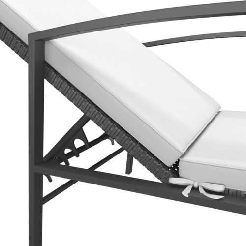 Garden Sun Lounger with Cushion Poly Rattan Black - Image 7