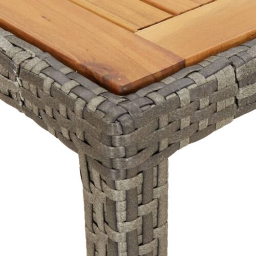 Garden Table 90x90x75cm Poly Rattan Acacia Wood Grey - Image 5