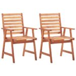 Outdoor Dining Chairs 2pcs Solid Acacia Wood