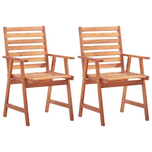 Outdoor Dining Chairs 2pcs Solid Acacia Wood