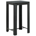 Garden Bar Table Black 60.5x60.5x110.5cm Poly Rattan
