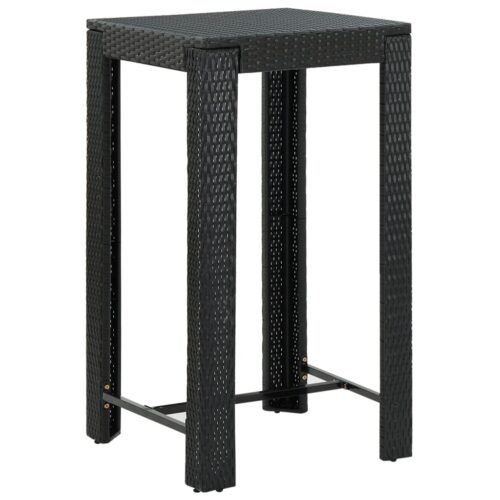 Garden Bar Table Black 60.5x60.5x110.5cm Poly Rattan