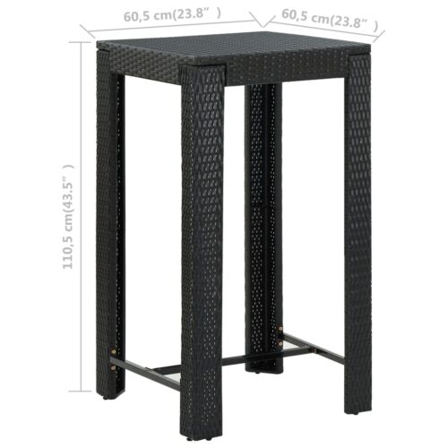 Garden Bar Table Black 60.5x60.5x110.5cm Poly Rattan - Image 5