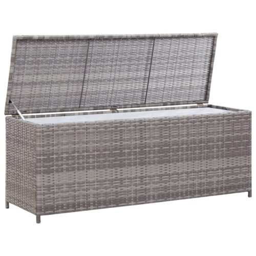 Garden Storage Box Grey 120x50x60cm Poly Rattan - Image 3