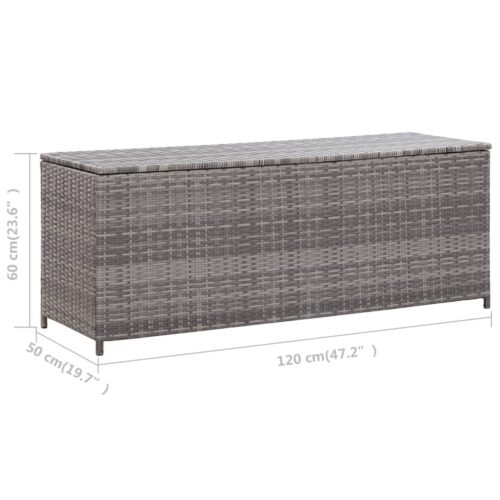 Garden Storage Box Grey 120x50x60cm Poly Rattan - Image 8