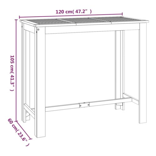 Garden Bar Table 120x60x105cm Solid Wood Acacia - Image 6