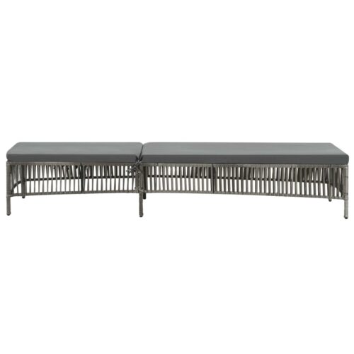 Sun Lounger with Cushion Poly Rattan Grey - Image 2