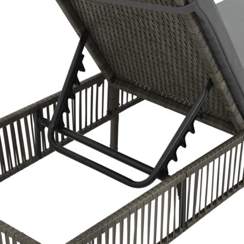 Sun Lounger with Cushion Poly Rattan Grey - Image 5