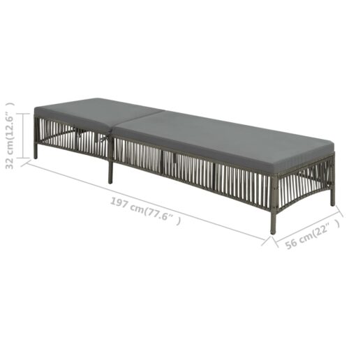 Sun Lounger with Cushion Poly Rattan Grey - Image 6