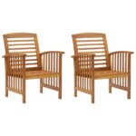 Garden Chairs 2pcs Solid Acacia Wood
