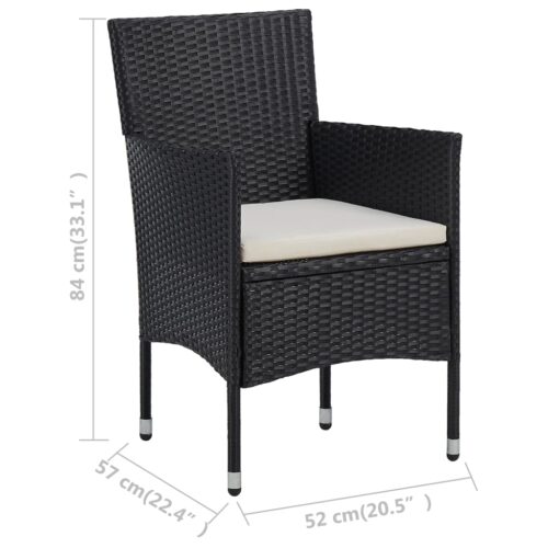 Garden Dining Chairs 2pcs Poly Rattan Black - Image 8