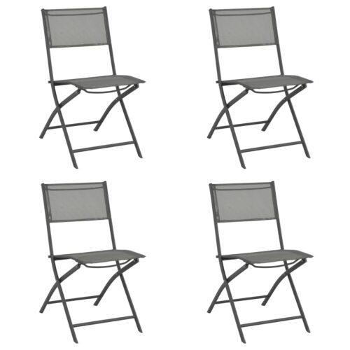 Folding Outdoor Chairs 4pcs Grey Steel Textilene - Image 9