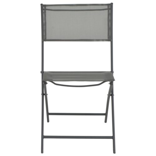Folding Outdoor Chairs 4pcs Grey Steel Textilene - Image 3