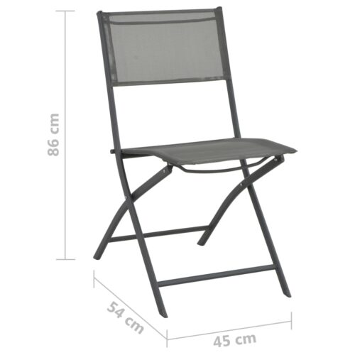 Folding Outdoor Chairs 4pcs Grey Steel Textilene - Image 8