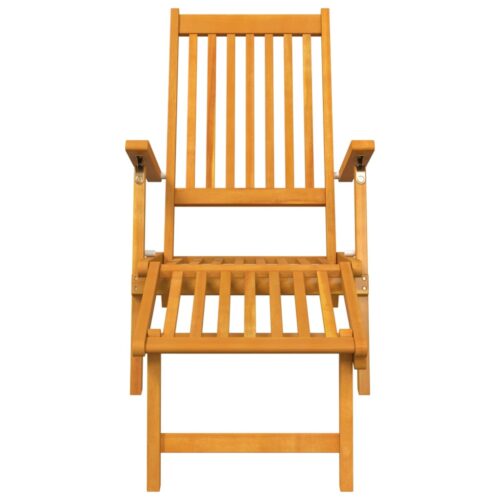 Outdoor Deck Chair with Footrest Table Solid Wood Acacia - Image 4