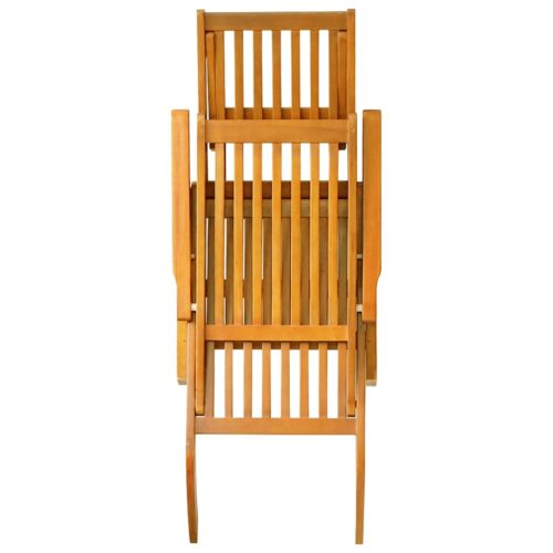 Outdoor Deck Chair with Footrest Table Solid Wood Acacia - Image 5