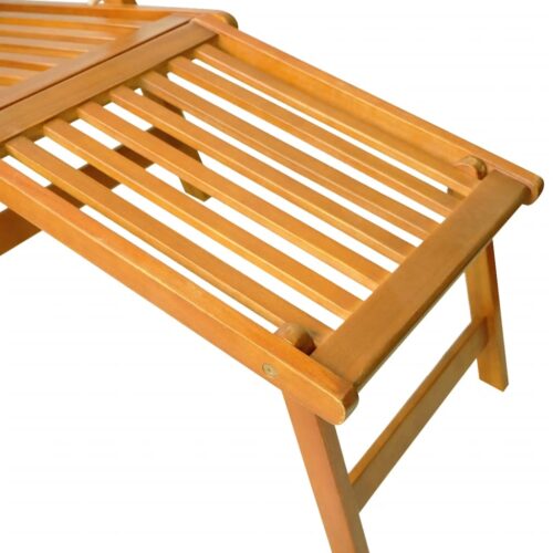 Outdoor Deck Chair with Footrest Table Solid Wood Acacia - Image 9