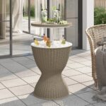 3-in-1 Ice Cooler Table Brown Polypropylene