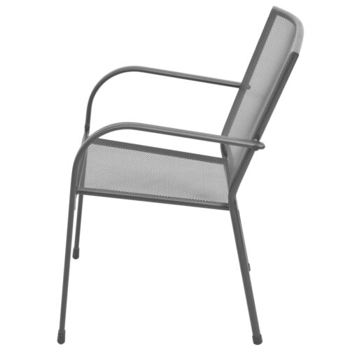 Stackable Garden Chairs 2pcs Steel Grey - Image 4