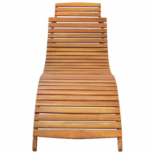Sun Lounger Solid Acacia Wood Brown - Image 2