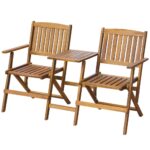 Folding Garden Bench with Tea Table 140cm Solid Acacia Wood