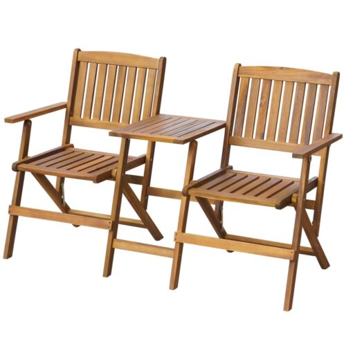 Folding Garden Bench with Tea Table 140cm Solid Acacia Wood
