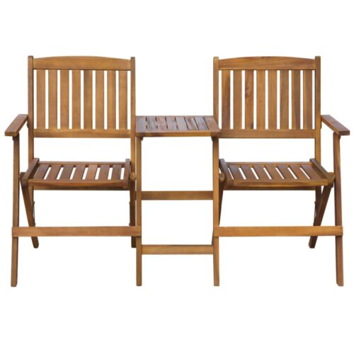 Folding Garden Bench with Tea Table 140cm Solid Acacia Wood - Image 2
