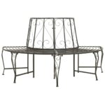 Garden Half Round Tree Bench 160cm Steel