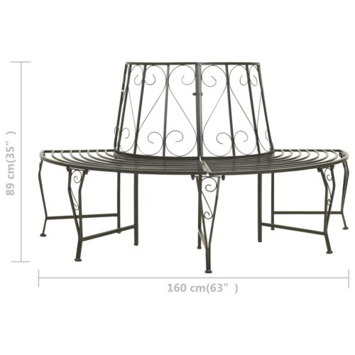 Garden Half Round Tree Bench 160cm Steel - Image 7