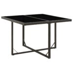 Garden Table Black 109x107x74cm Poly Rattan Glass