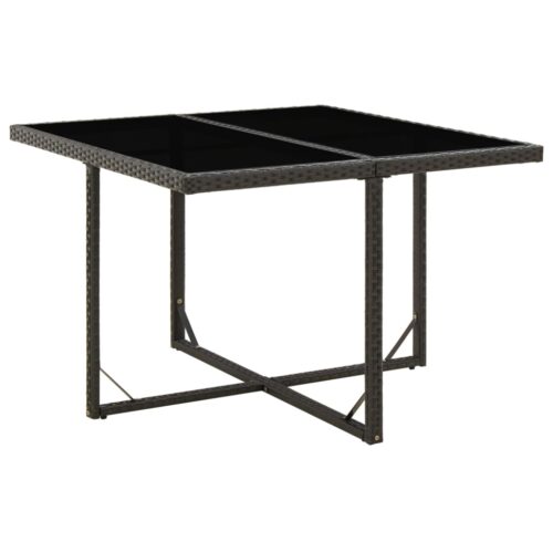 Garden Table Black 109x107x74cm Poly Rattan Glass