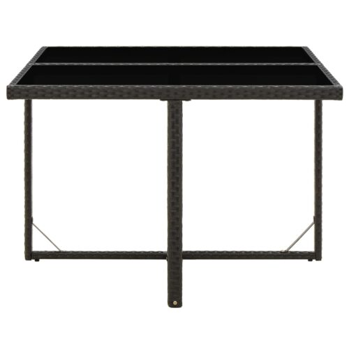 Garden Table Black 109x107x74cm Poly Rattan Glass - Image 3