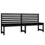 Garden Bench Black 201.5cm Solid Wood Pine