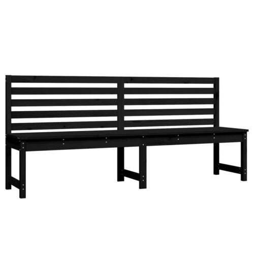Garden Bench Black 201.5cm Solid Wood Pine