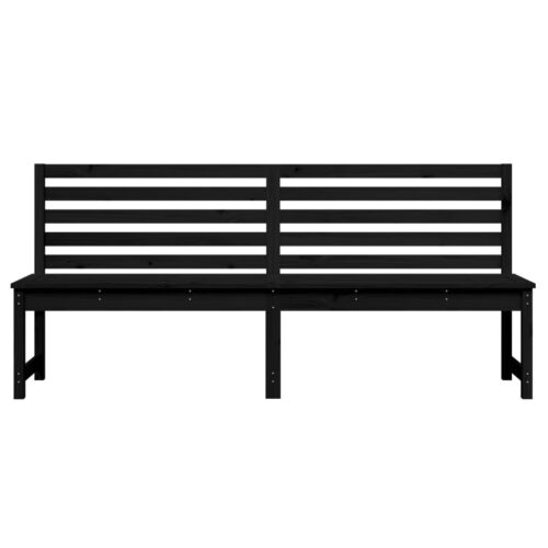 Garden Bench Black 201.5cm Solid Wood Pine - Image 4