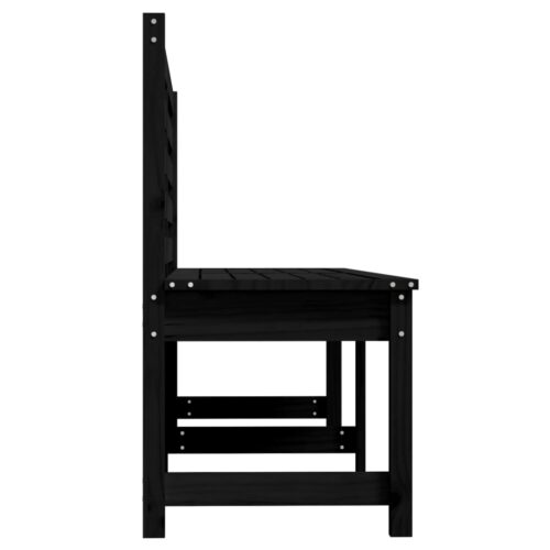 Garden Bench Black 201.5cm Solid Wood Pine - Image 5