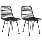 Garden Chairs 2pcs Black 48x62x84cm PE Rattan